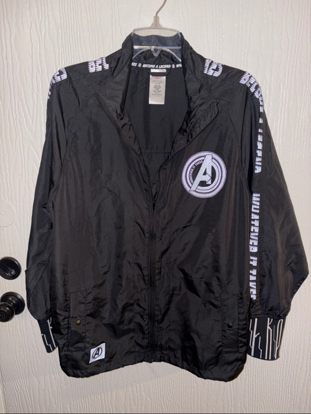 Disney Marvel Avengers Campus Black Zip-Up Windbreaker Jacket